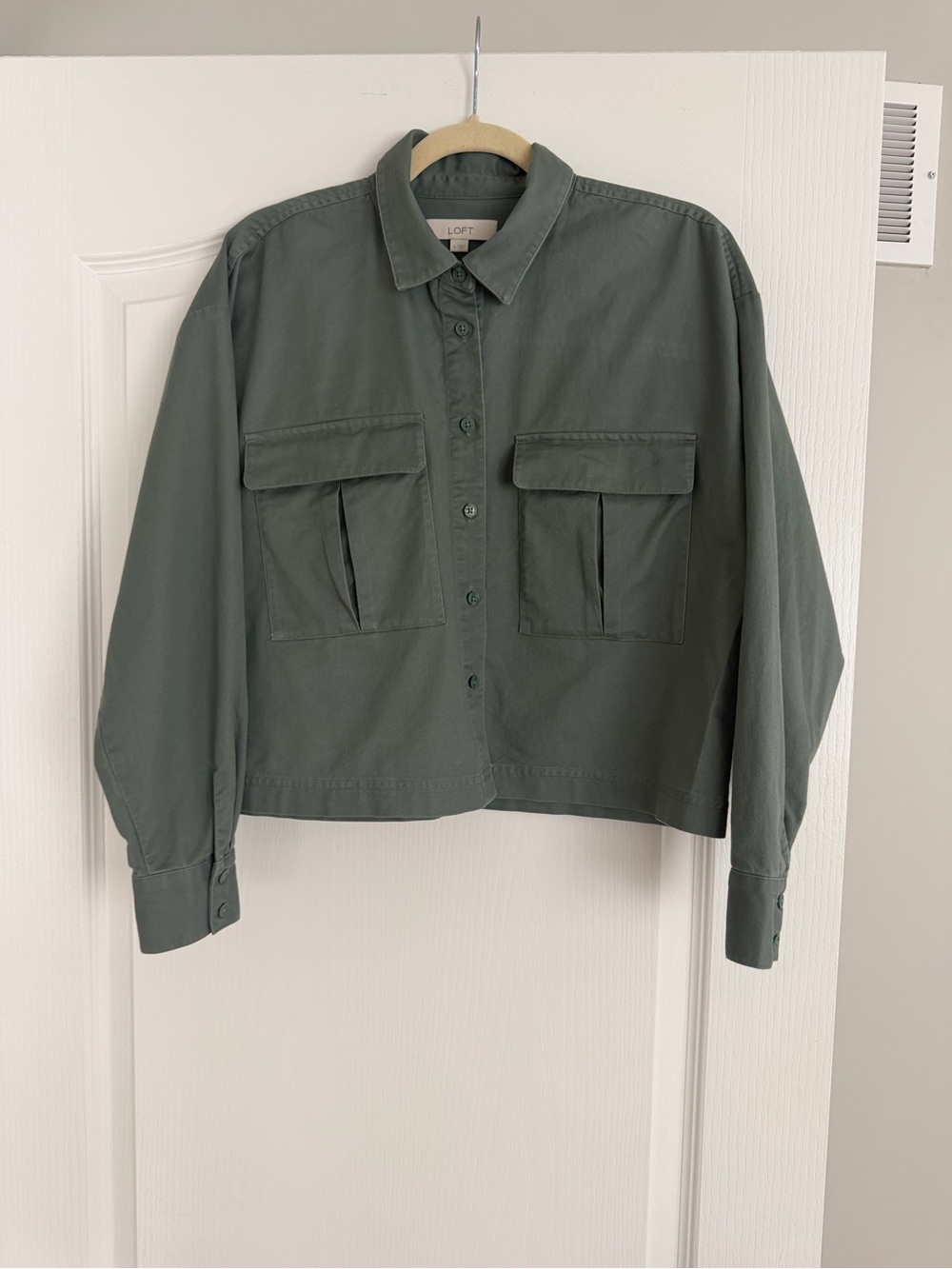LOFT Olive Green Cropped Utility Jacket